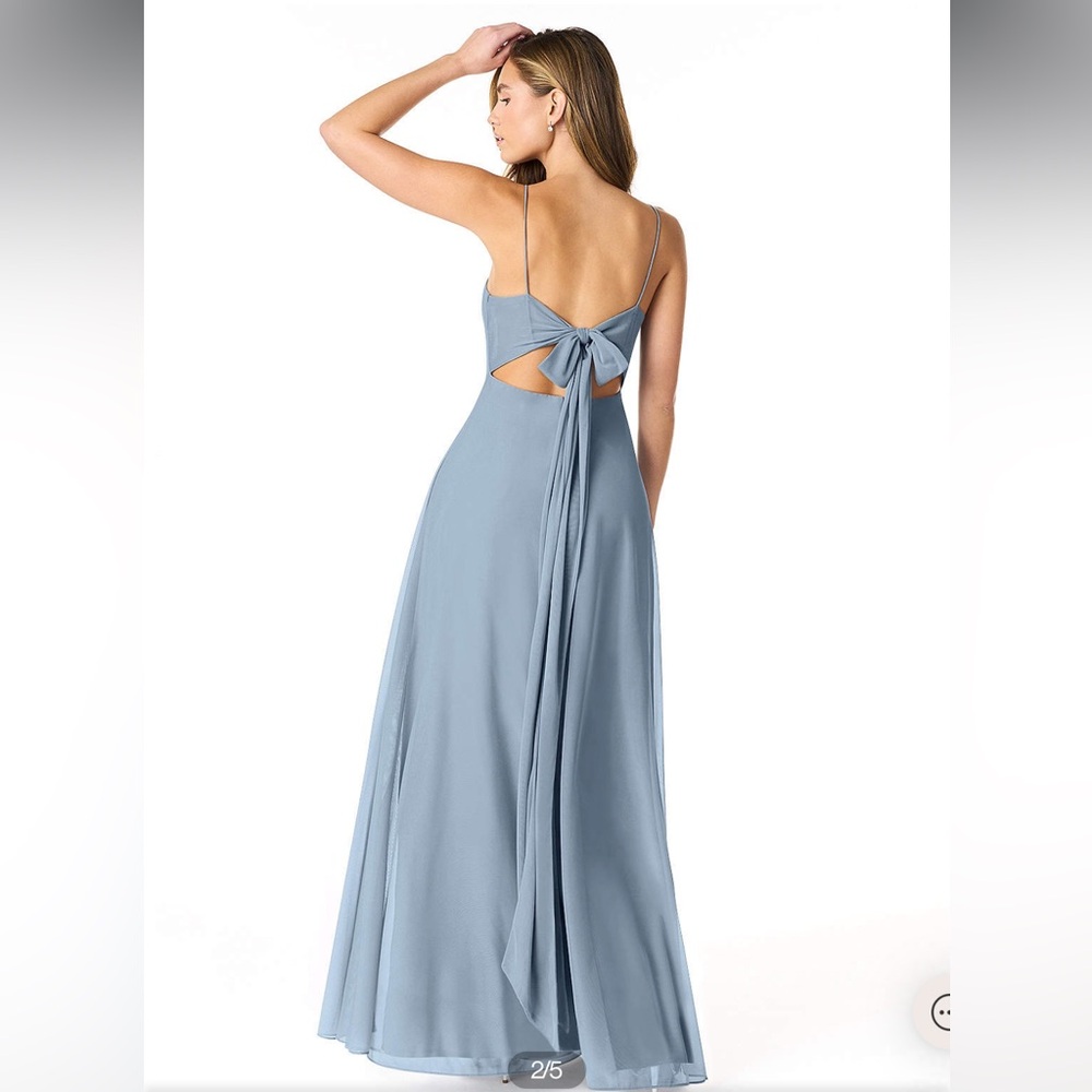 Azazie Bridesmaid Dress, Rae Style, Dusty Blue, Size 4